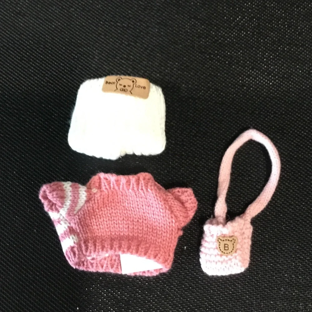 Original Labubu Pink Knit Hat and Purse Set - Unbranded